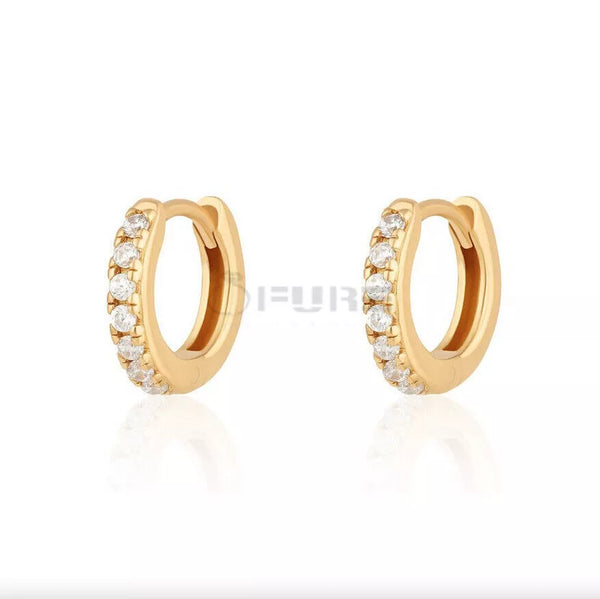 Silver Crystal Gold Rose Gold Very Small Tiny Huggie Hoop Earrings