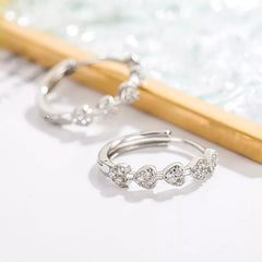 Silver Shiny CZ Heart Huggie Hoop Circle Earrings Women Girls Gift