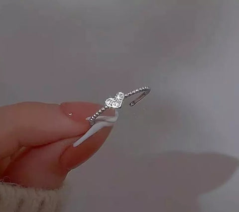 Mini Heart Adjustable Ring Womens Girls