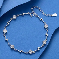 Crystal Stone Linked Charm Bracelet Women